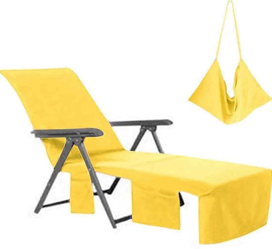 Överdrag till loungestol i mikrofiber, strandhandduk, poolöverdrag med fickor, för solbad på helgerna