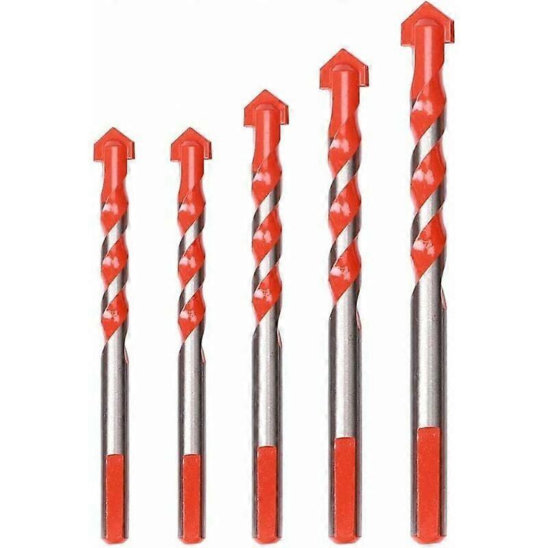 Set of 5 Glass Tile Drill Bits,Gres Porcelain Drill Bits,Diamond Drill Bits, Tile Drill Bits, 6 mm, 8 mm, 10 mm, 12 mm Multi-material drill bits for