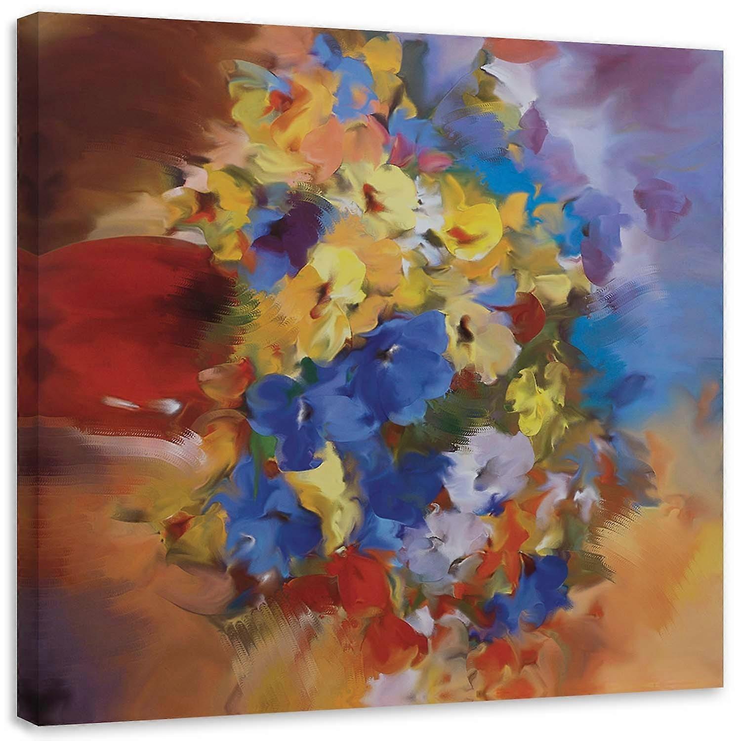 Impression sur toile, Fleurs colorées dans une prairie - 30x30