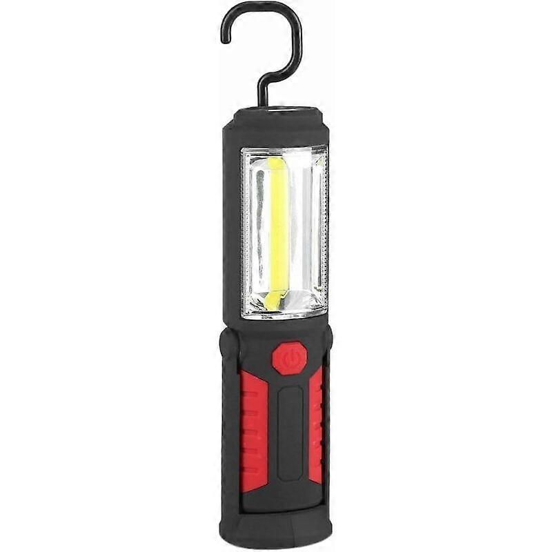Rechargeable LED Work Light with Magnetic LED Torch Light 2200mAh COB LED 650Lm 3W for Auto Garage Workshop Camping DIY Red