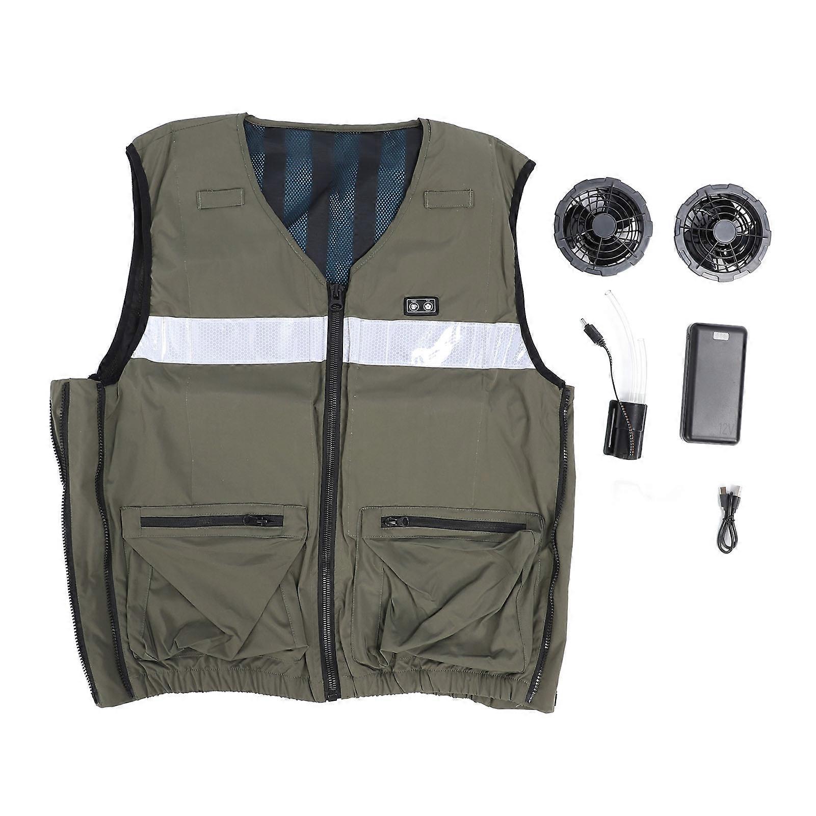 Cool 4 Sizes Adjustable Reflective Multi Pockets Wind and Water Cooling Air Conditioning Vest DC12V
