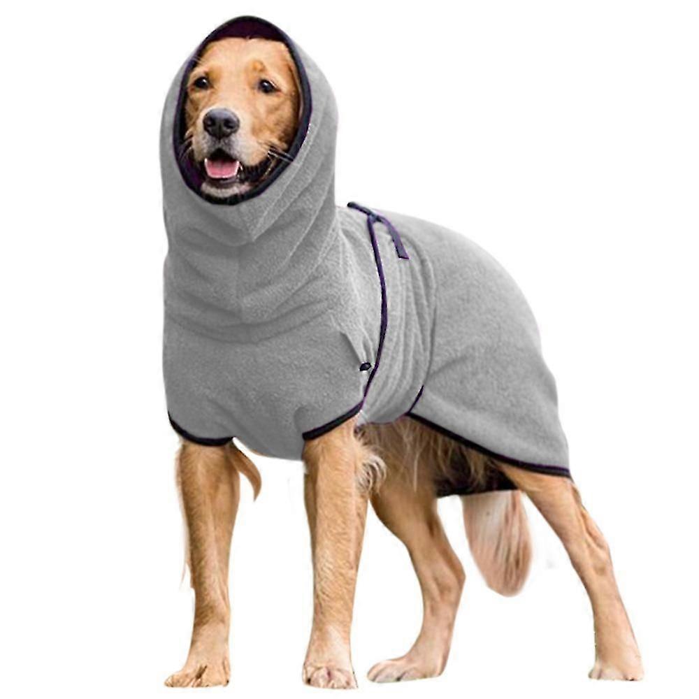 Pet Dog Clothes Towelling Drying Bathrobe Coat Puppy Warmer Apparel(Grey4XL)