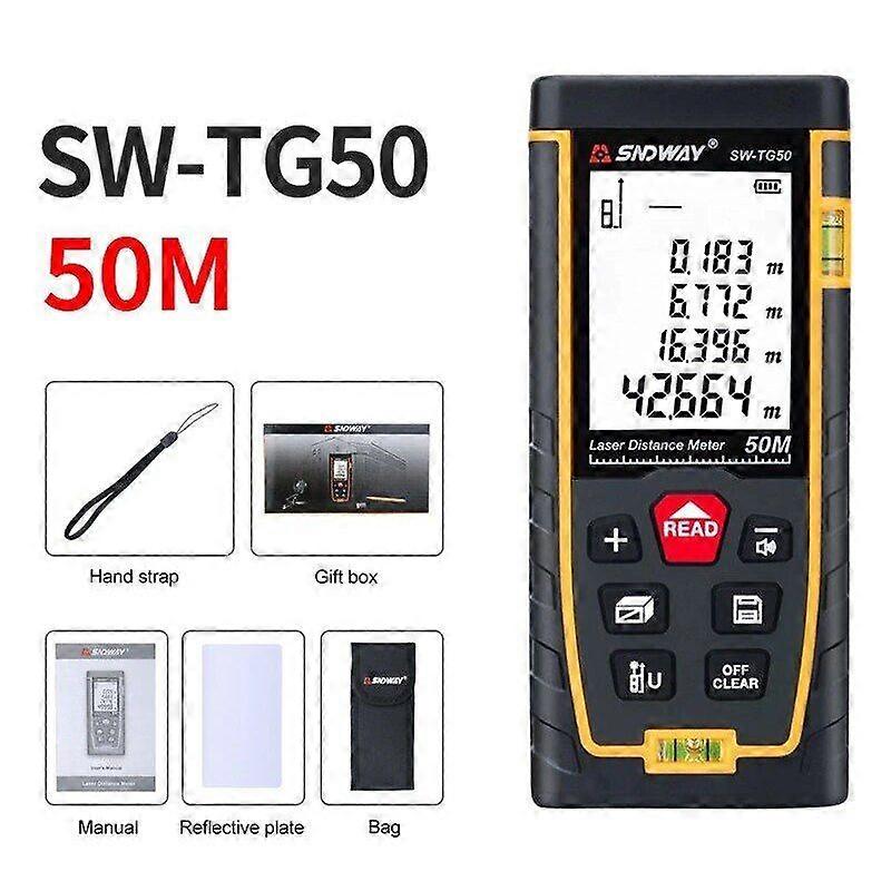 SW TG50 50M Laser Distance Meter Rangefinder Tape Range Finder Build Measure Device Ruler Test Tool