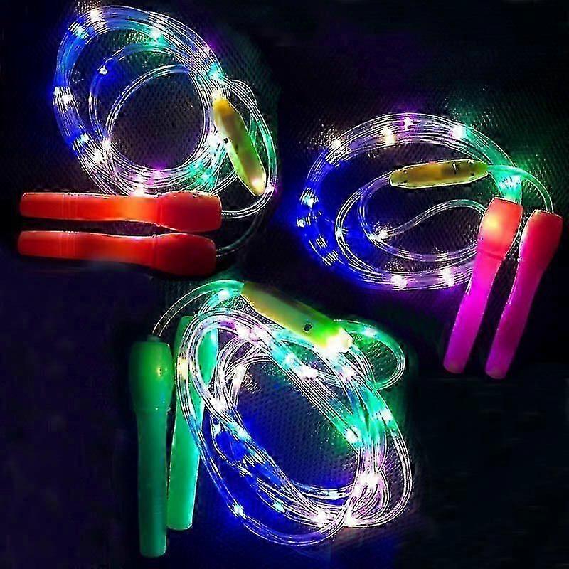 Pack de 3 Led Light Up Corde À Sauter Longueur Réglable Et Trois Modes D’éclairage Corde À Sauter De Vitesse Pour Enfant Spectacle De Lumière Fitness-Yvan Bien