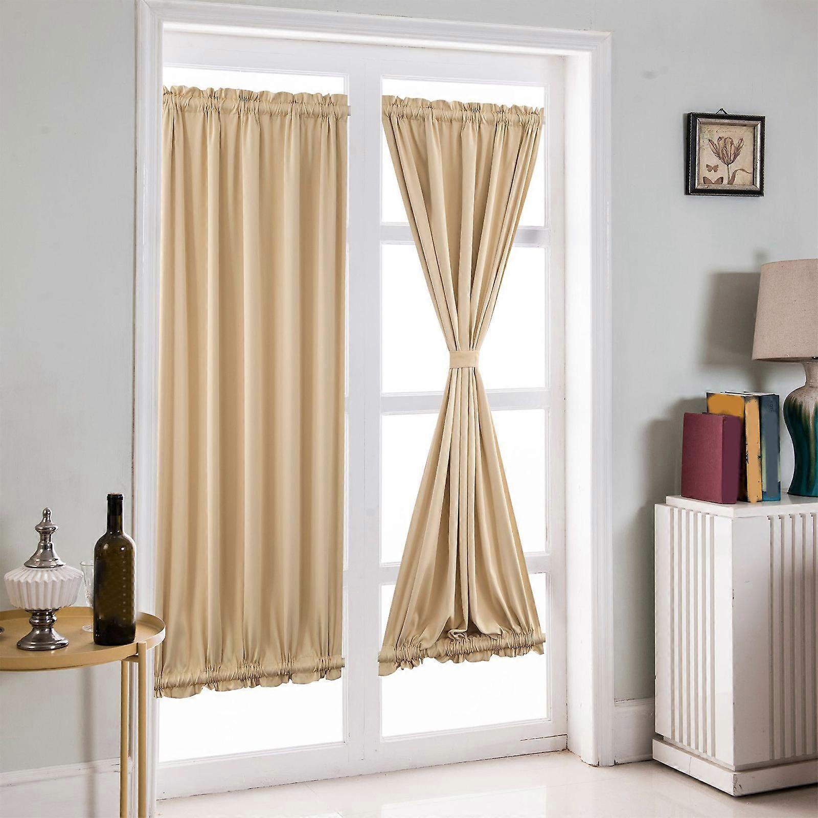 High-Precision Solid Color French Door Window Curtains Rod-Pocket For Sliding For Window And Doors pp246
