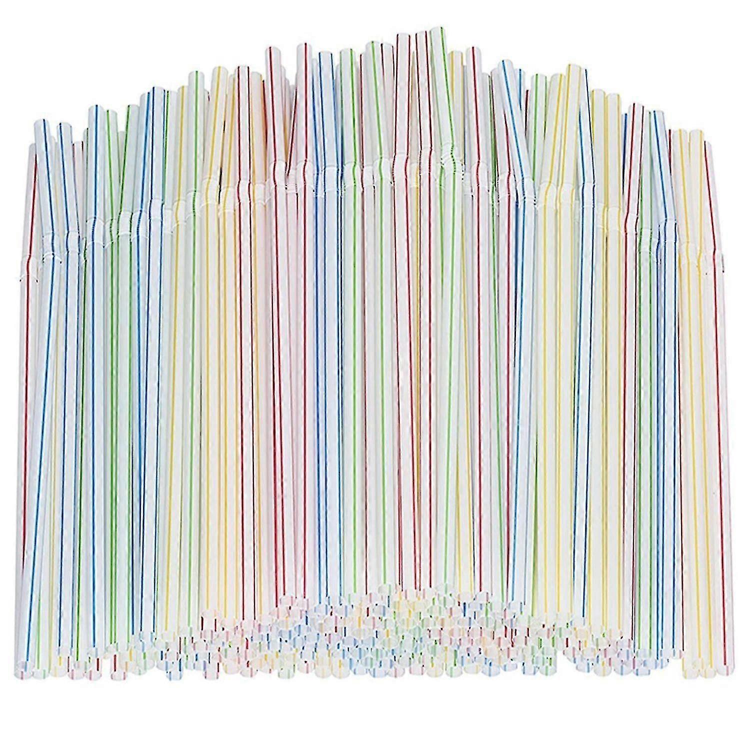 Plastic Straws - 600 Pcs Drinking Straw Flexible Reusable Colorful Straws For Kids And Adults Bendab