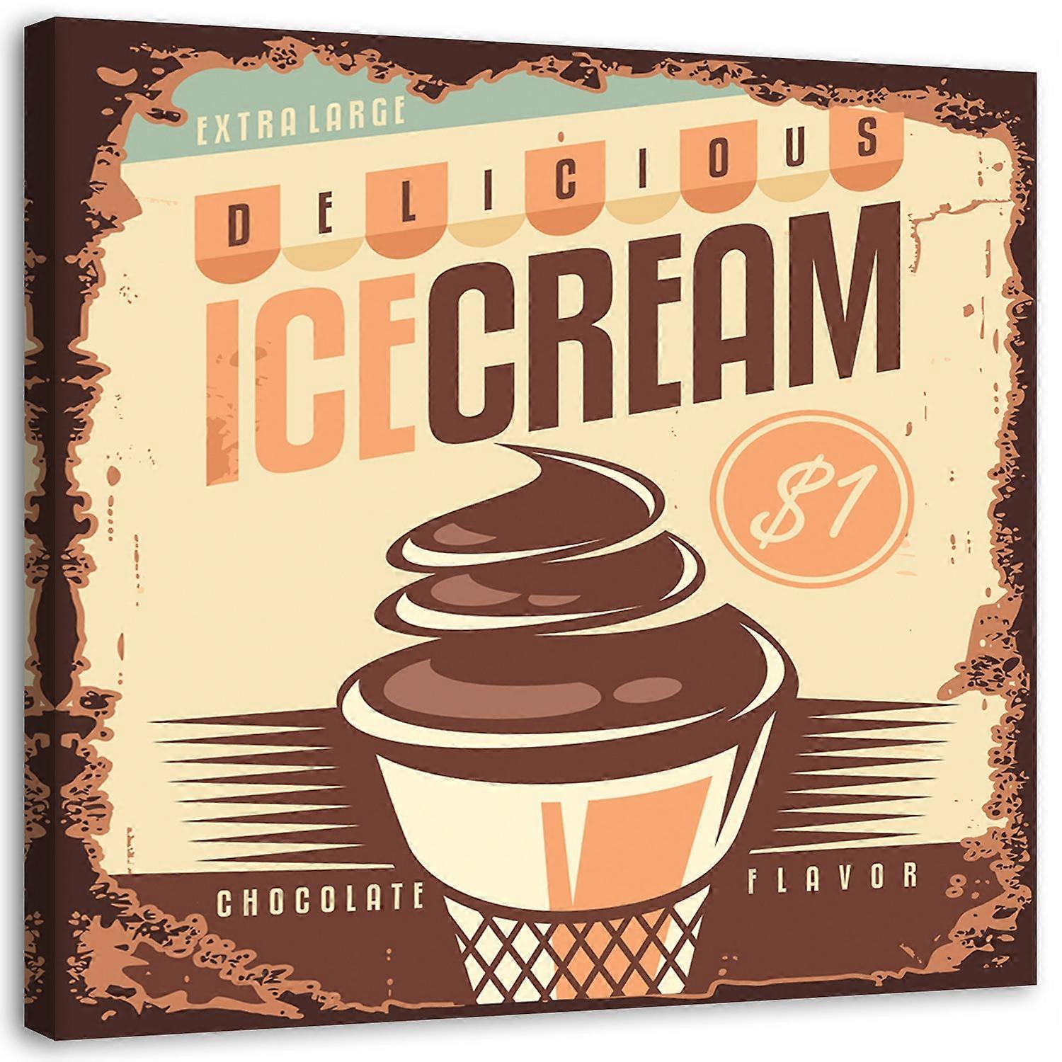 Impression sur toile, Enseigne de glacier rétro - 30x30