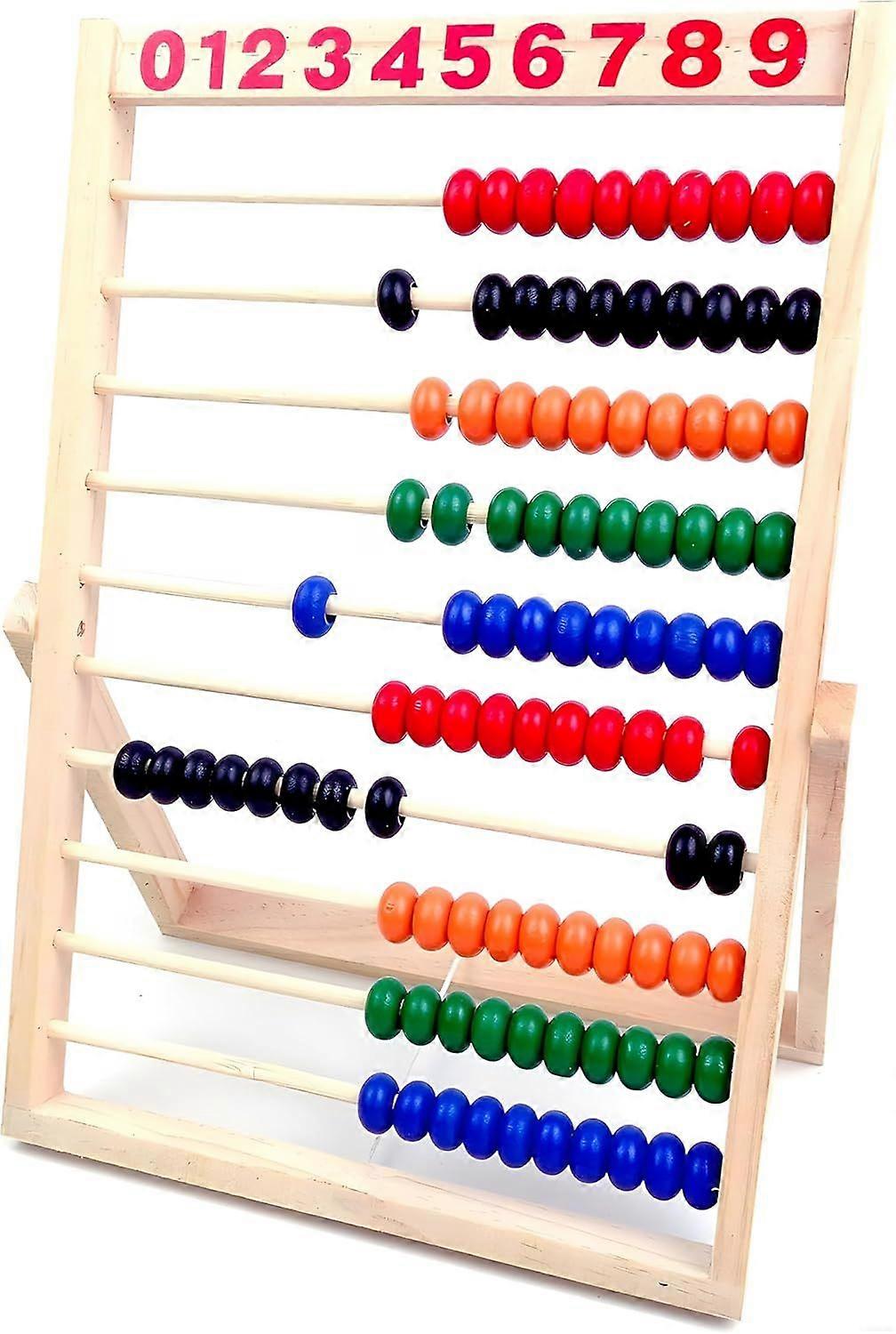 Wooden Abacus for Kids Math - 10 Rows Abacus, Multi-Color Counters for Kids 3-5, Counting Toys for Preschool Learning & Development, Develops Coordina