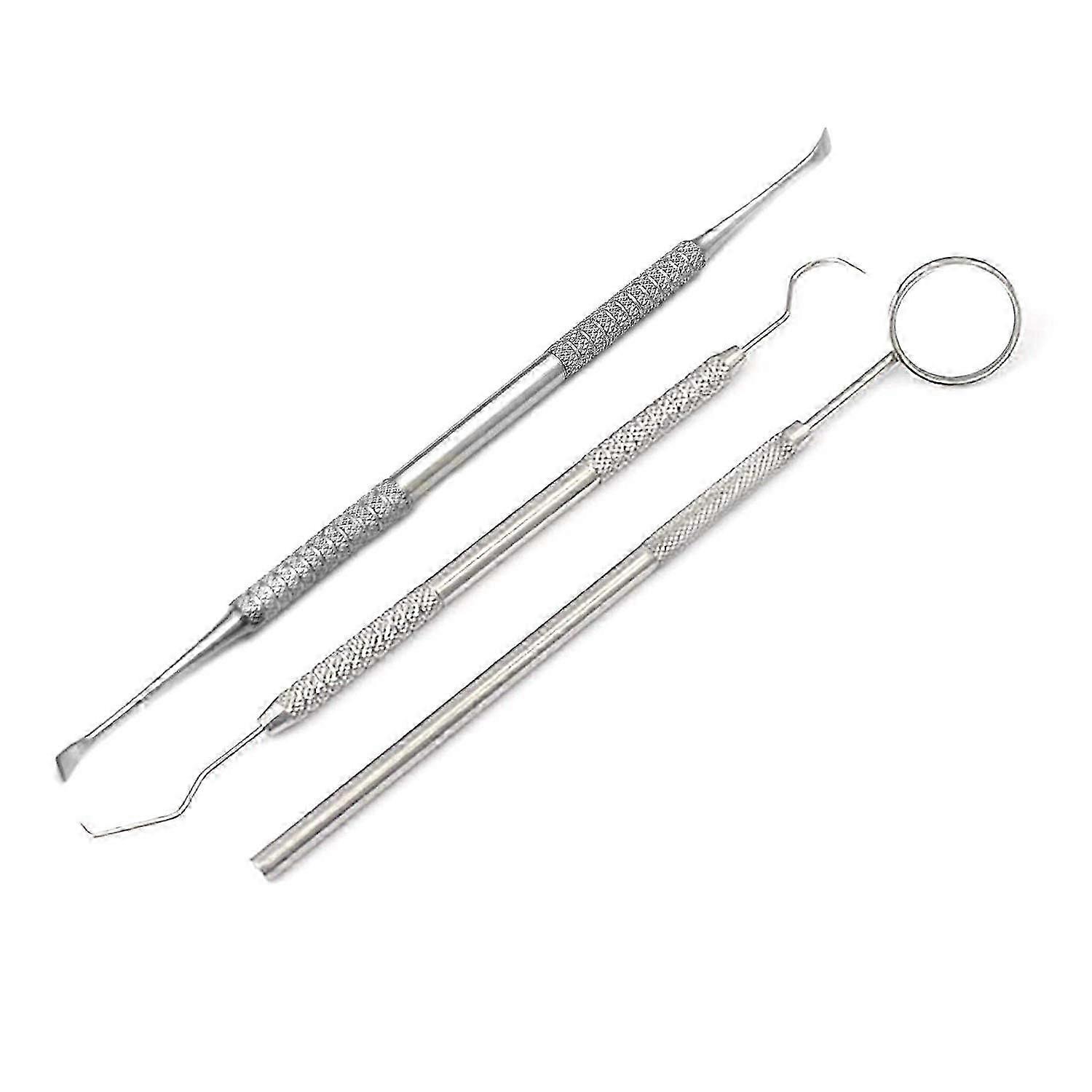 3 PCS TARTAR CALCULUS PLATE REMOVER TOOTH SCRAPER DENTAL MIRROR & PROBE