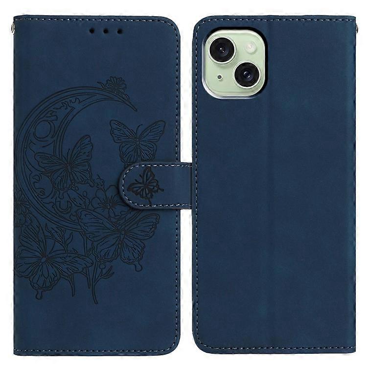 Capa de Telefone de Couro PU Impressa com Flor de Borboleta Compatível para iPhone 15