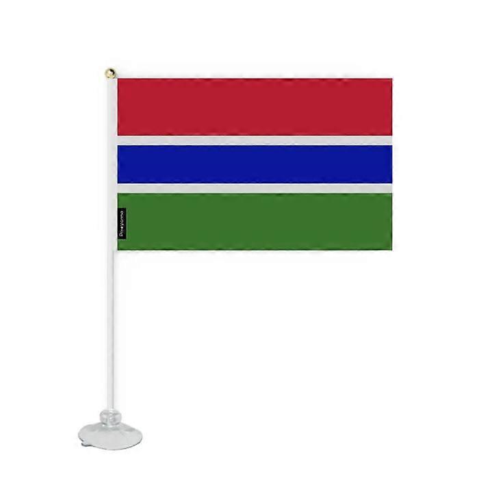 Flag - Gambia - Mini Suction Cup Flag - 14 x 21 cm - Polyester - Double-Sided Print