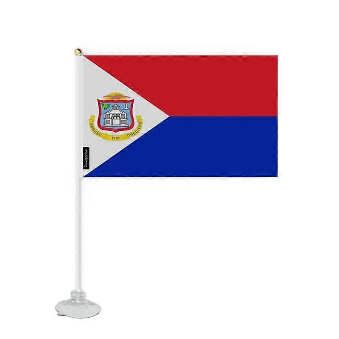 Suction Cup Flag - Saint Martin - 14 x 21 cm - Durable Polyester - Double-Sided Print - Multicolored