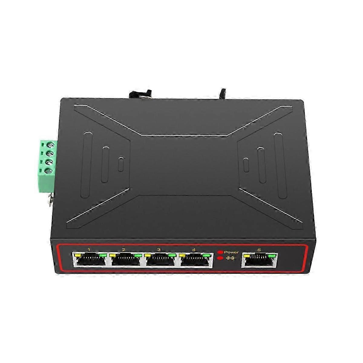 5-Port 10/100Mbps Industrial Ethernet Switch DIN Rail Mount, Plug and Play RJ45 Network Hub for Office Factory