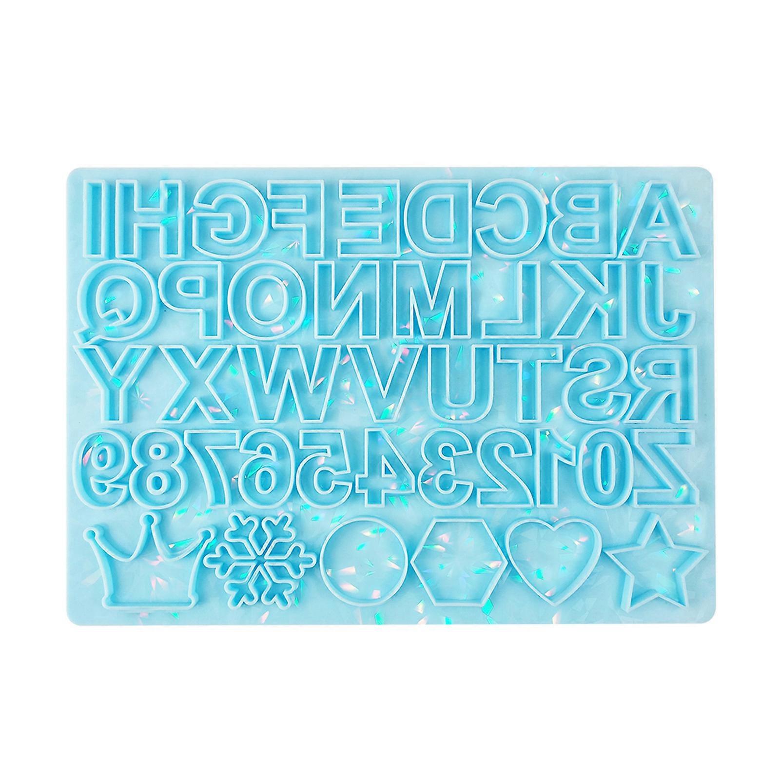 Holographic Alphabet Keychain Silicone Mold Keychain Charm Epoxy Resin Casting Mold with Hole for DIY Jewelry Making Multicolor