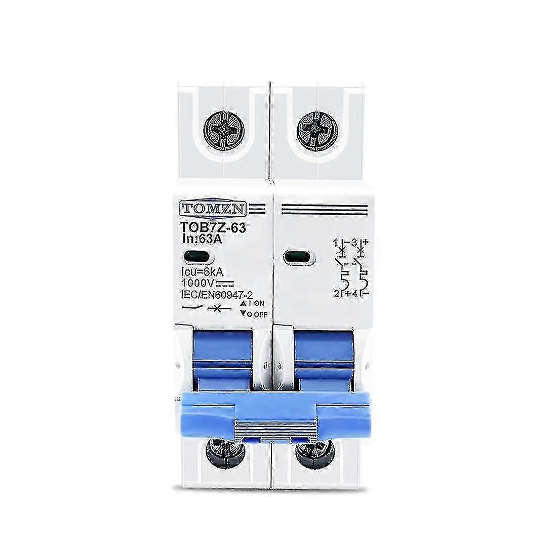 Tomzn 2p Dc 1000v Solar Mini Circuit Breaker Dc Mcb Circuit Breaker For Pv System 63a