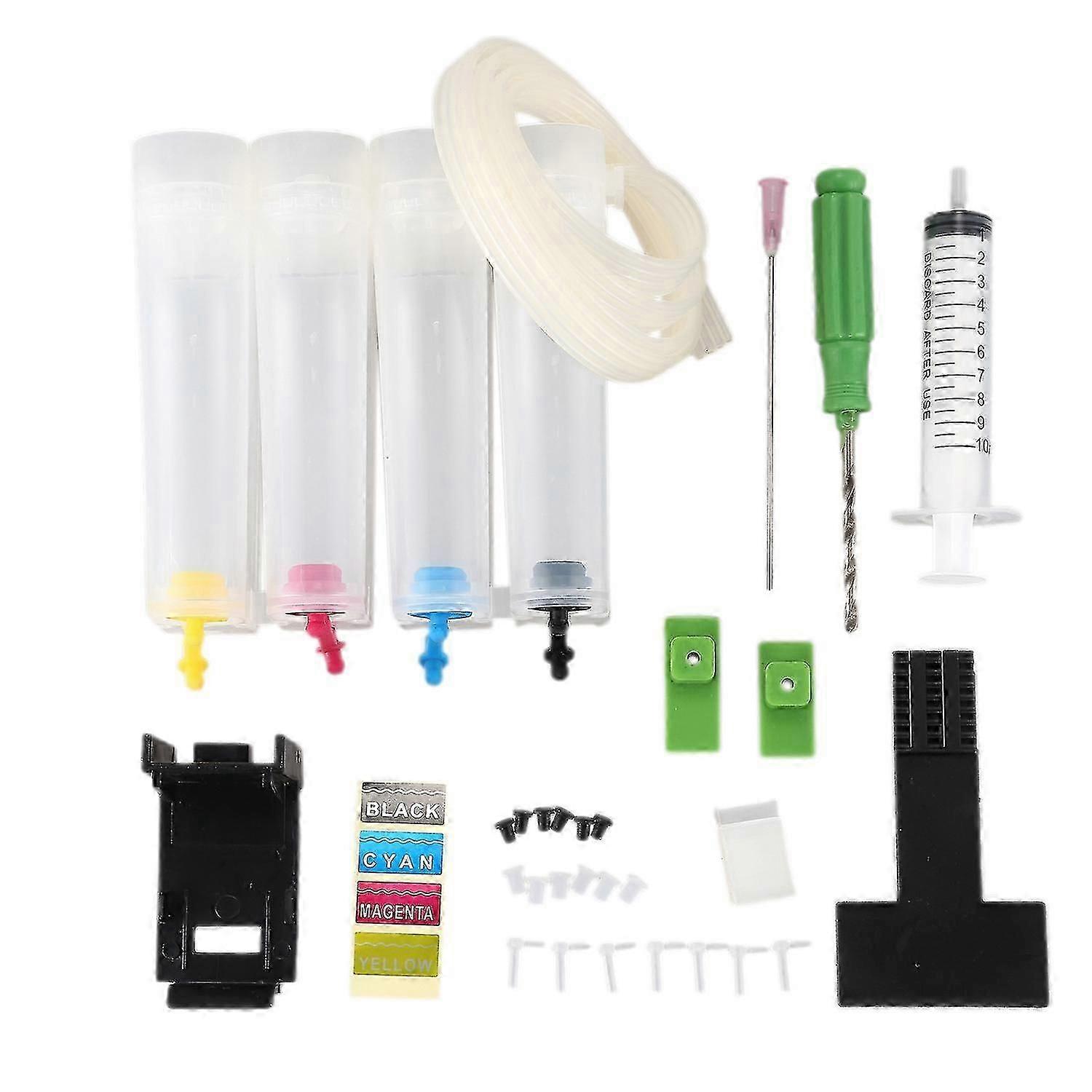 Kit de système d'alimentation en encre continu universel pour installation à faire soi-même, comprenant une perceuse, un outil de ventouse et tous les accessoires pour réservoir d'encre.