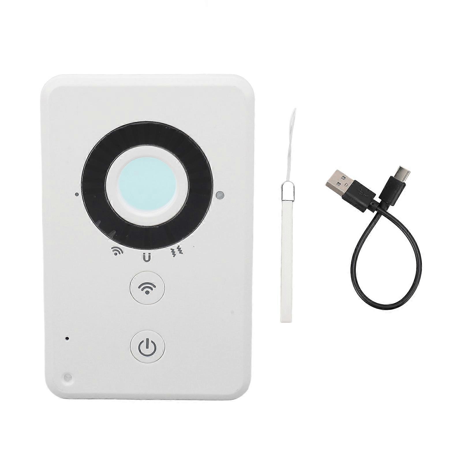 RF Camera Detector Finder Thin Card Design Professional Portable Bug Detector RF Signal Scanner for GPS Tracking Listening Device White