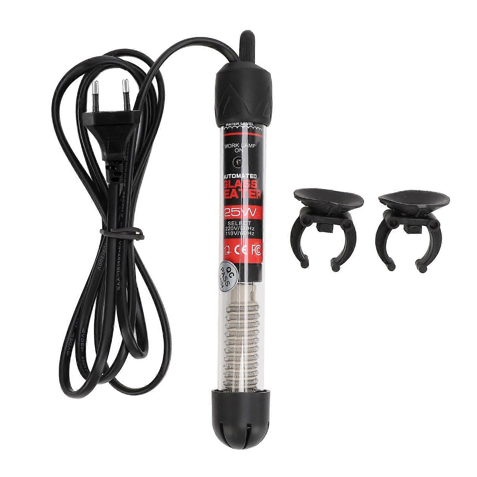 Chauffage d'aquarium submersible à température constante automatique, réglable en verre, avec 2 ventouses