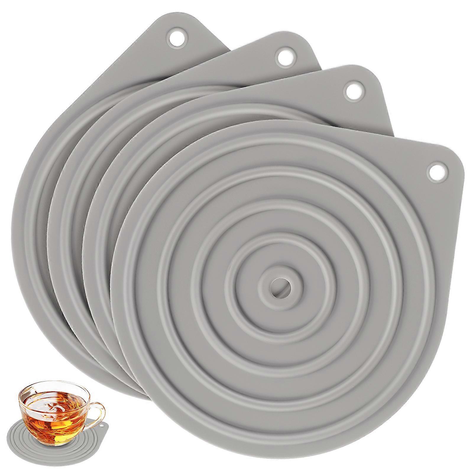 4pcs Round Silicone Heat Resistant Trivets for Hot Dishes, Non Slip Kitchen Counter & Dining Table Protection