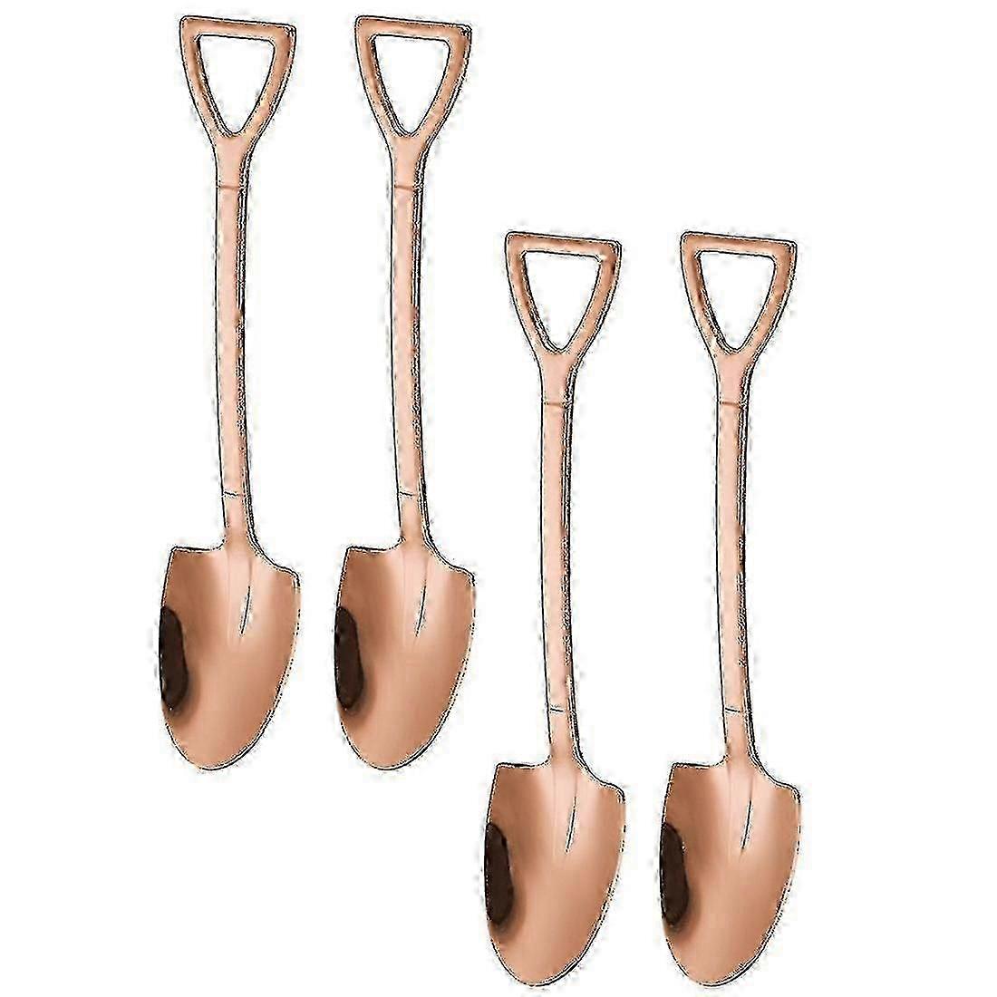 ステンレス製ショベルスプーンセット、ローズゴールドスペードスプーンフォーク、ファッション食器4個