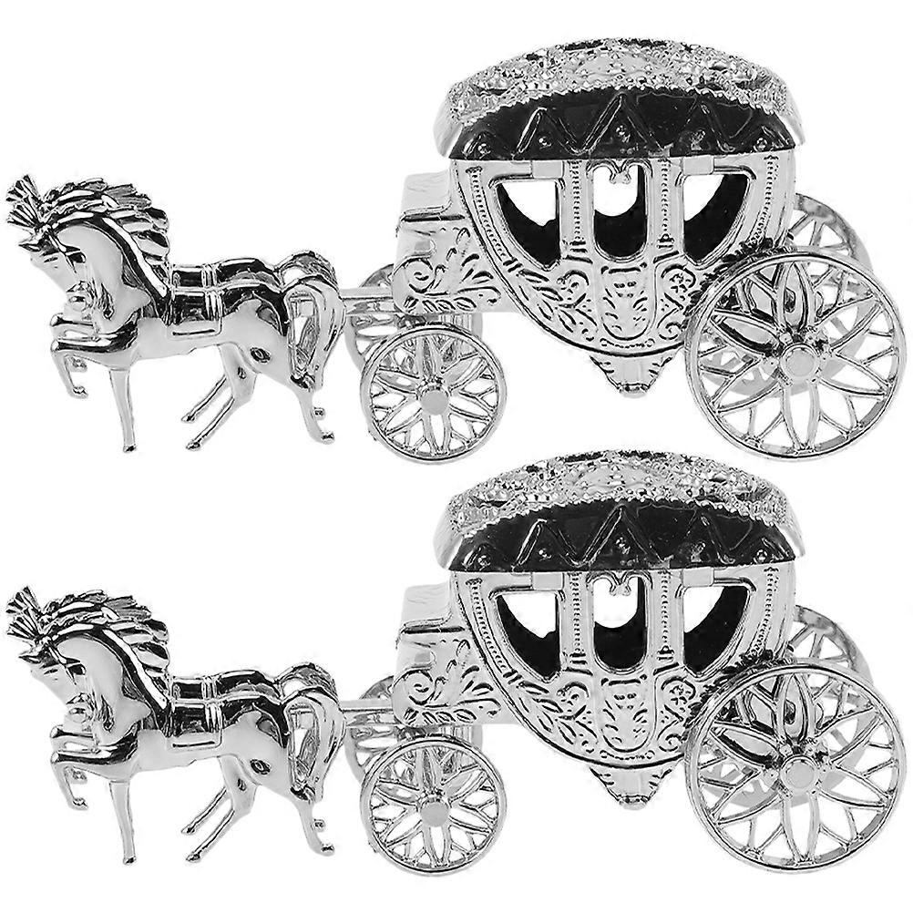 Treat Boxes Cart Shape Home Decor Silver 5.31x1.97x1.38in Party Favor 2Pcs