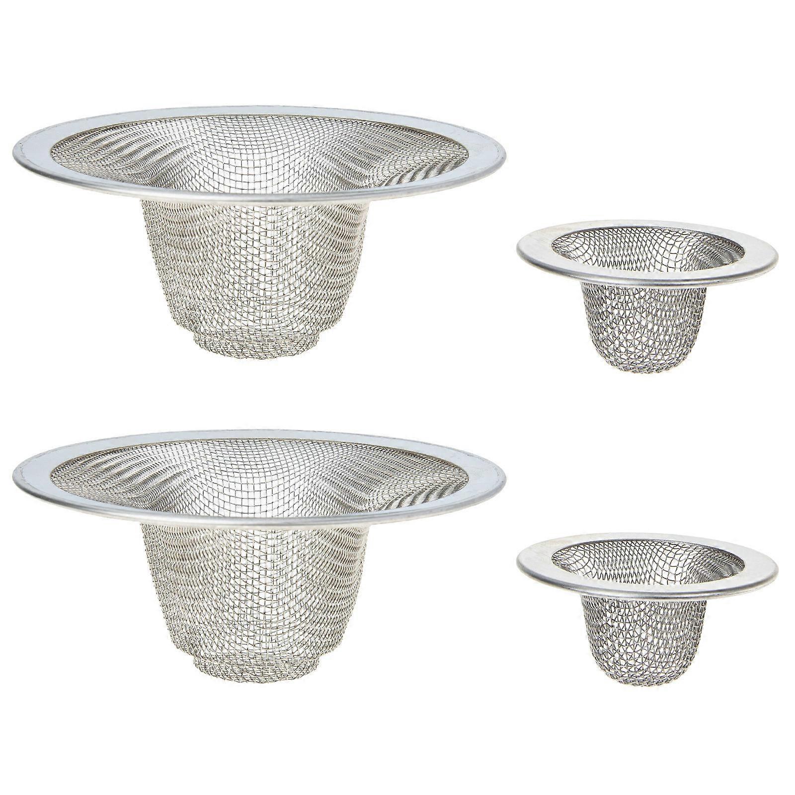 Shower Drain Hair Catcher Tub Filter Stainless Steel Home Use Round Shape 4Set