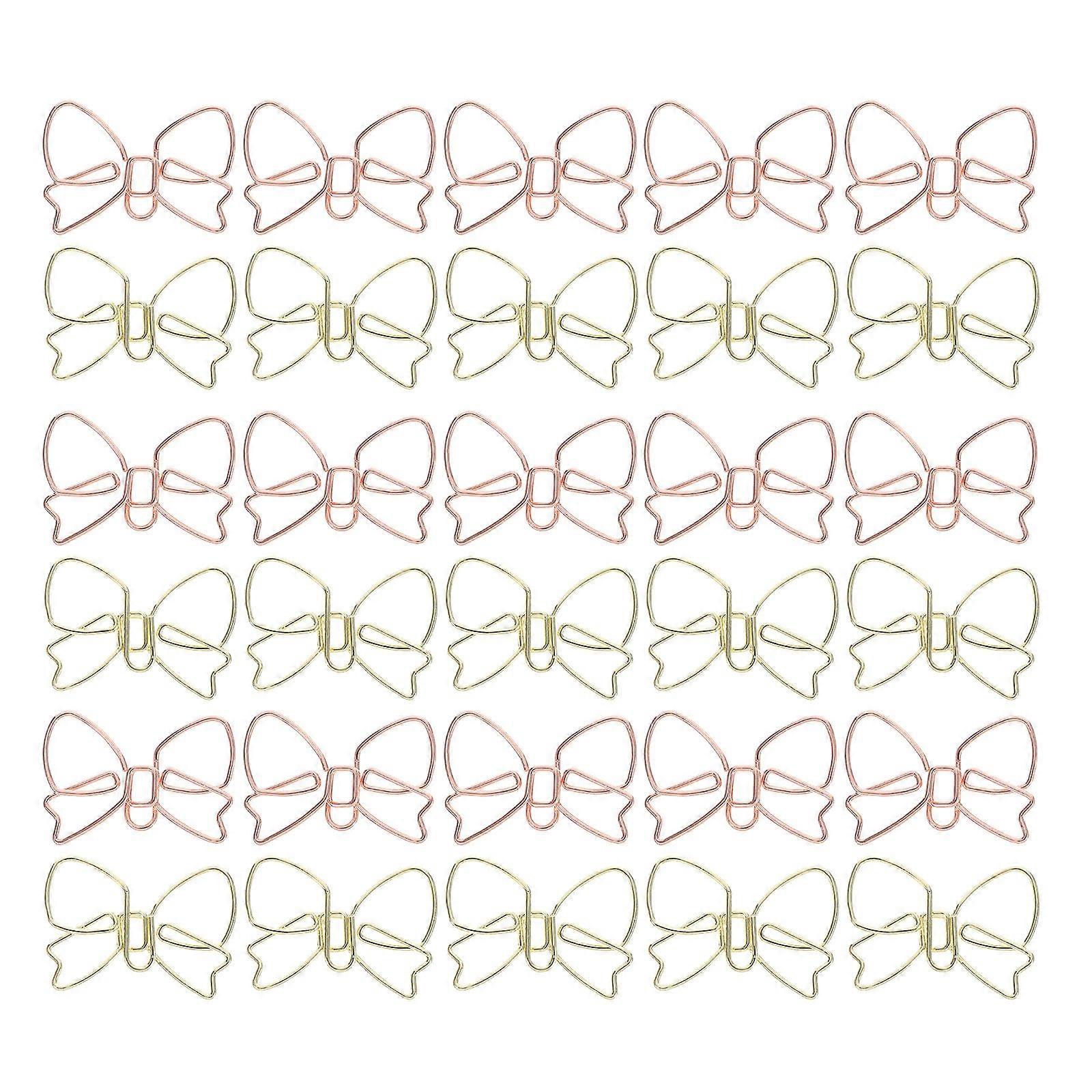 Unique Shape Paper Clips Small Bow Design Holding Papers Bookmark Tool Assorted Color Stationery 30Pcs