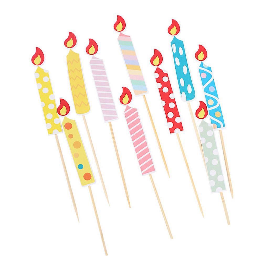 Cake Decorating Party Paper Candle Decoration Design Candle Shaped Assorted Color 15.5x1.2cm Cake Insert 50Pcs
