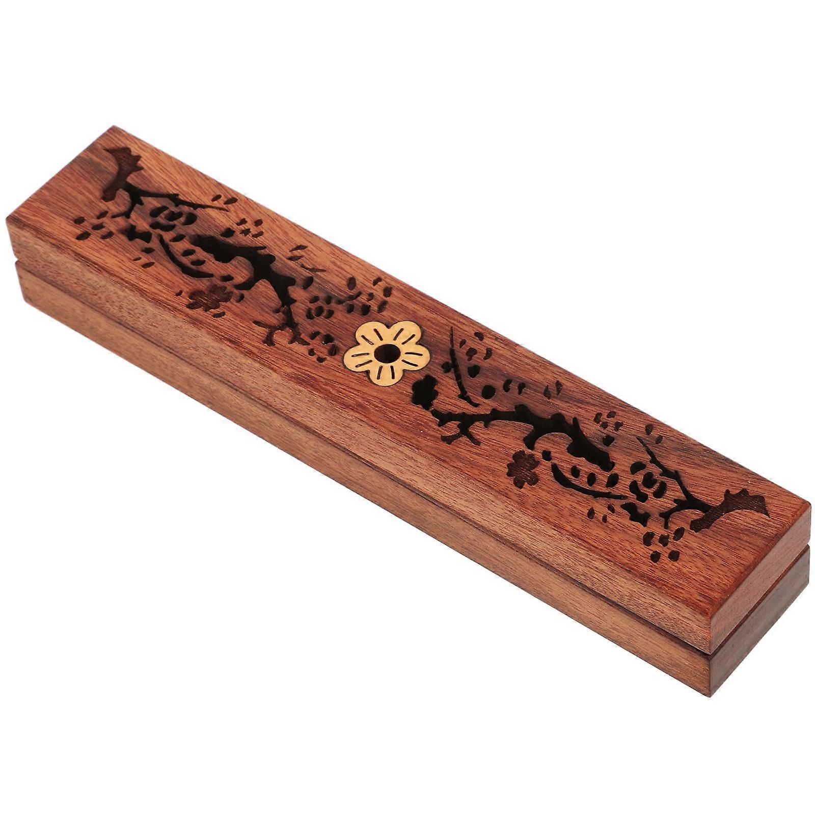 Incense Burner Box Incense Holder for Sticks Home Use Assorted Color Wood Design 1Pcs