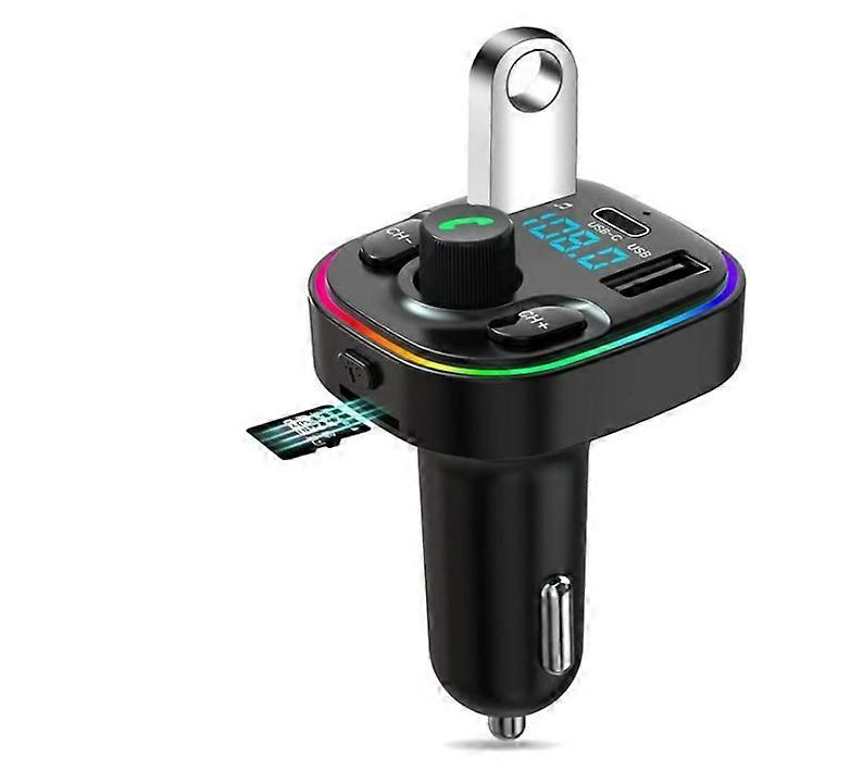 Wireless Bluetooth FM Car Radio Transmitter Adapter Hands-Free Calling Car Kit Charger 2 USB 1 Type C PD & QC 3.0 Charging Ports Music MP3 Player Flas