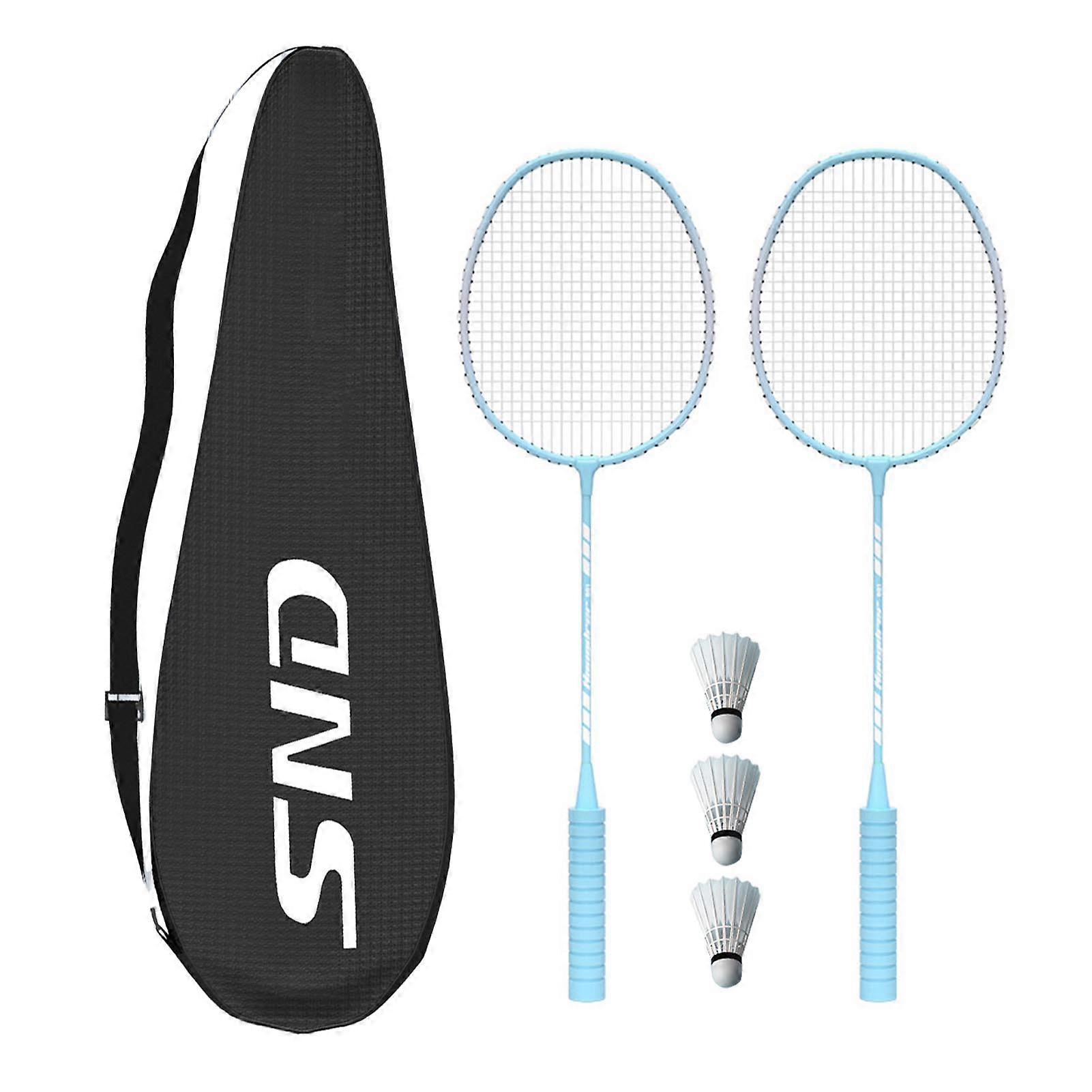 Badminton Racket Set for Outdoor Garden Games, Includes 2 Rackets, 3 Nylon Shuttlecocks and 1 Carry Bag for Adults Beginners, Green
