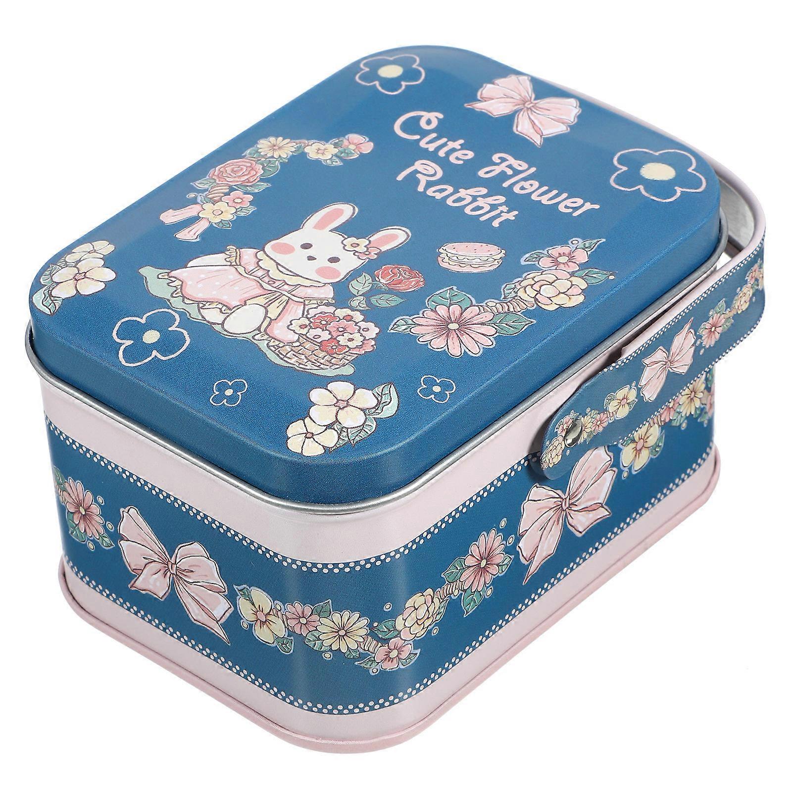 Tinplate Candy Box Rectangular Tinplate Box For Party Banquet Blue 4.1×3.1×2.4in present Packing 1Pack