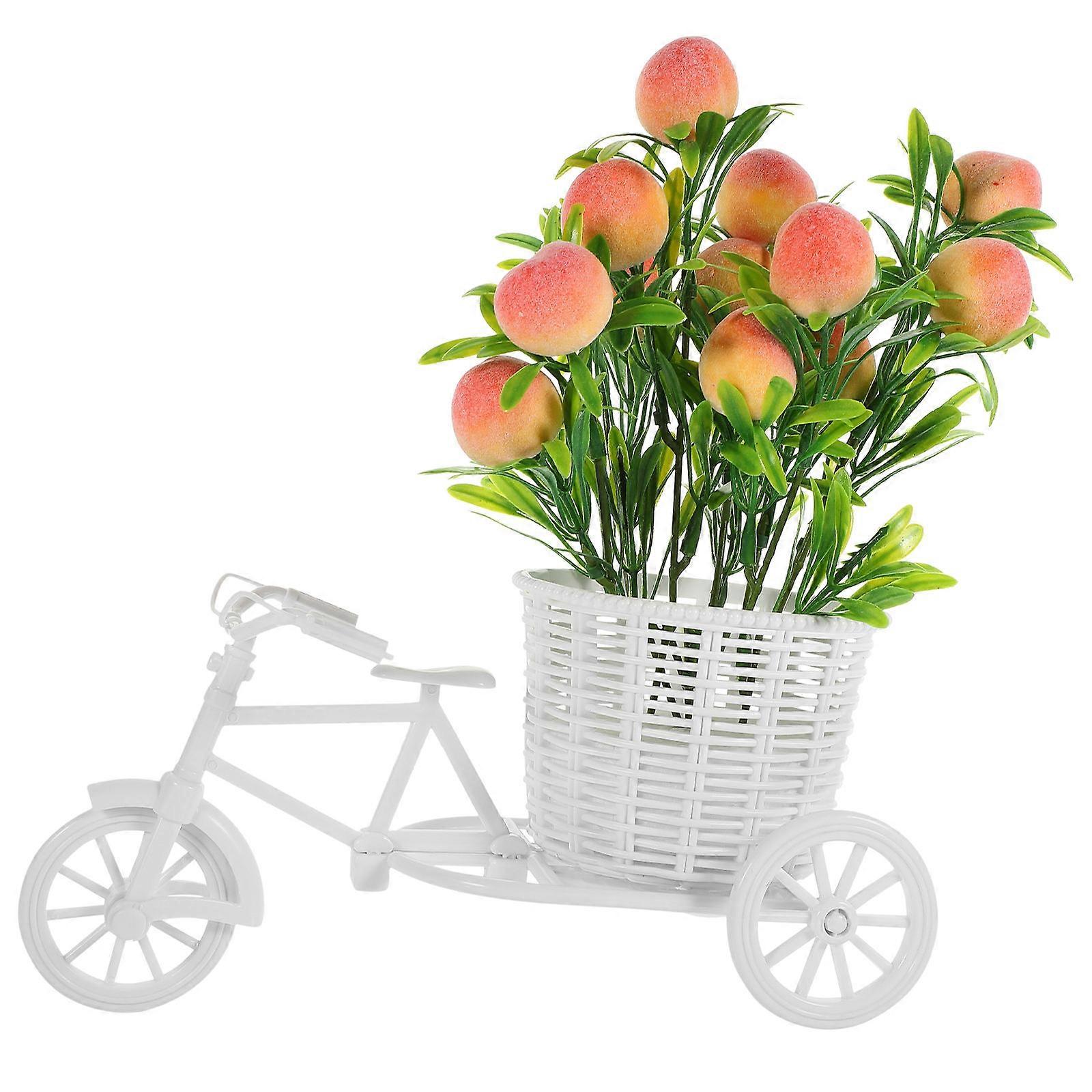 Artificial Flowers Decoration Simulated Peach Ornament Bicycle Shape Multi Color 8.25x7.07x4.72in 1Set