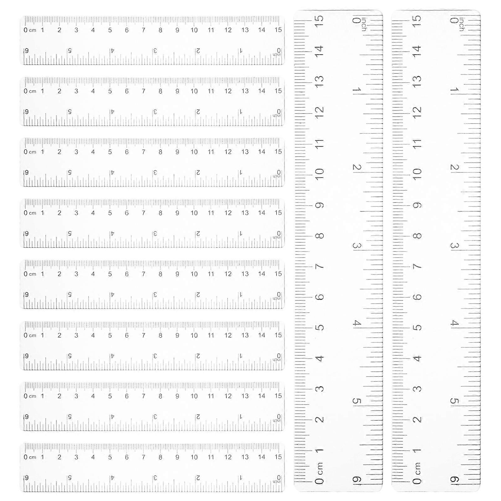 Student Ruler Transparent Ruler Measuring Drawing School Projects Rectangular Shape 10Pcs