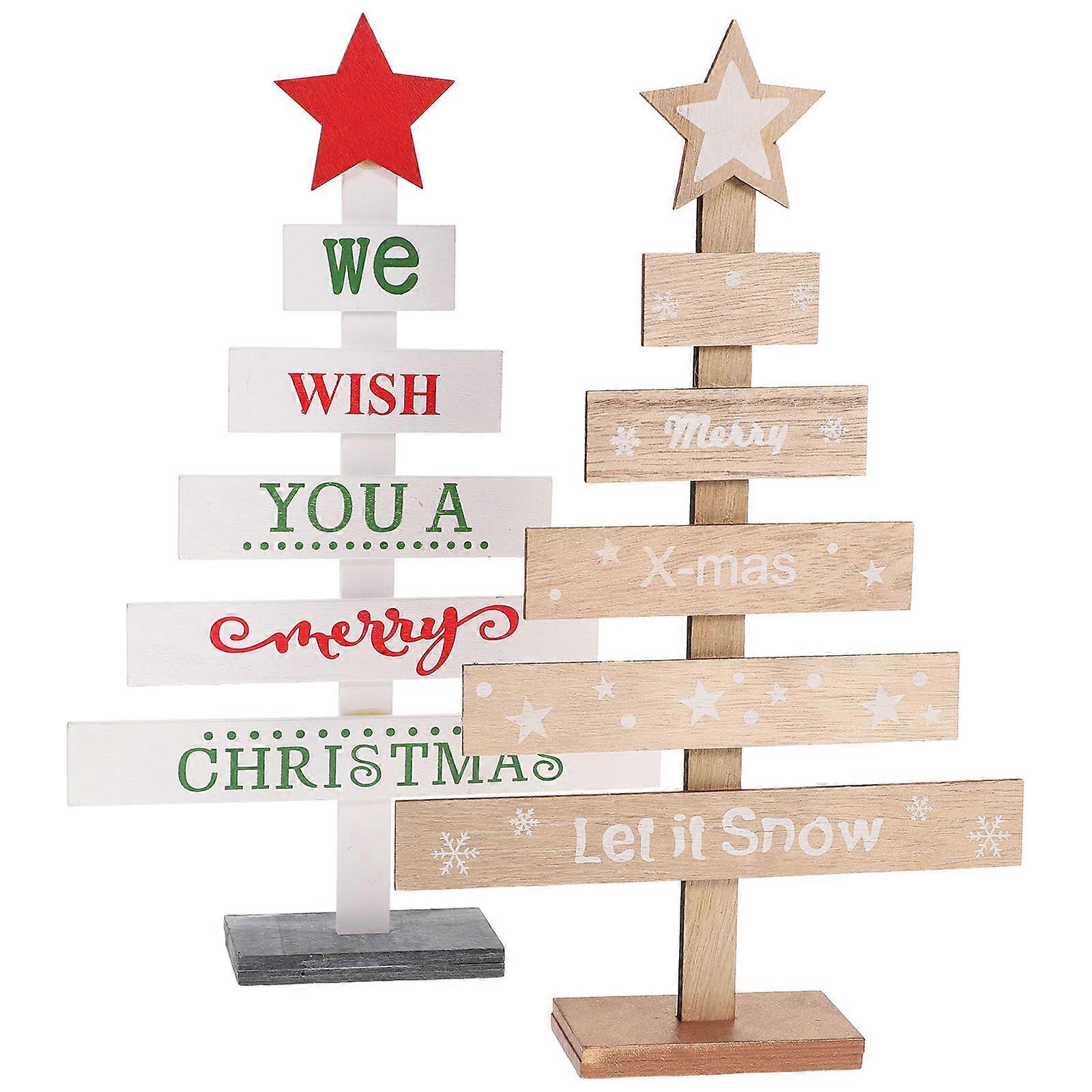 Mini Trees For Table Decor Christmas Yellow Christmas Tree Shape 2Pcs