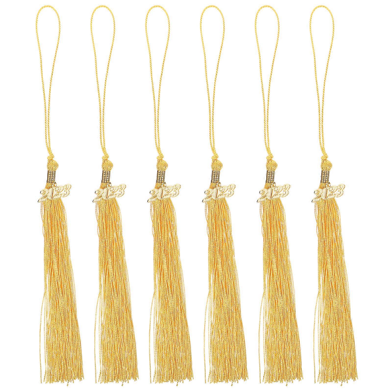 Grad Tassel Decorative Graduation Hat Tassel For Graduation Season Yellow 40.00X3.50X1.20CM 6Pcs