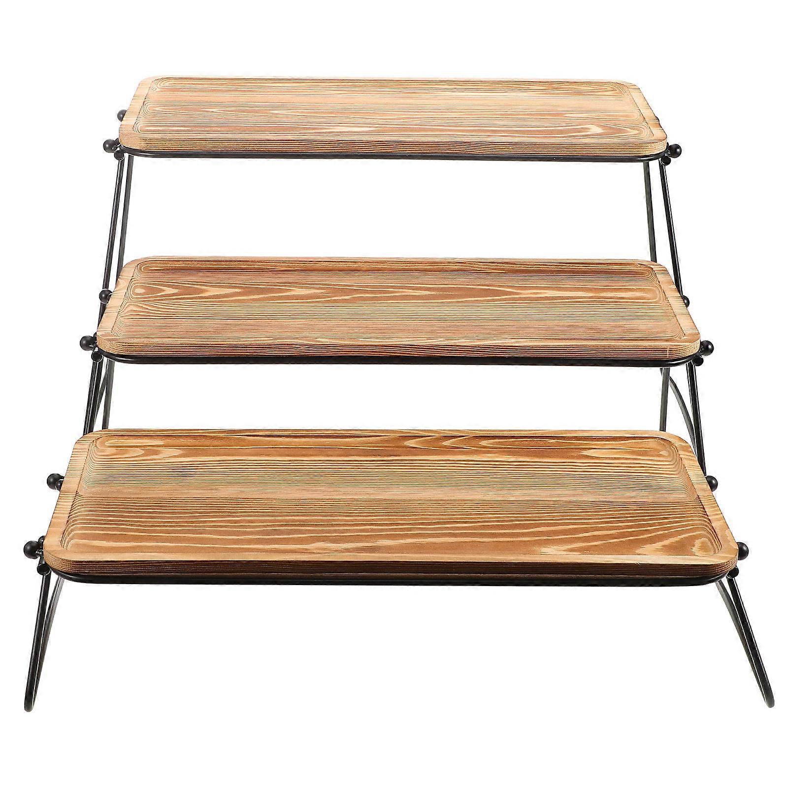 Trays Decorative Rectangular Tea Serving Tray with Rack Easy Assembly and Disassembly Office Use 61.00X43.20X22.30CM 1Set