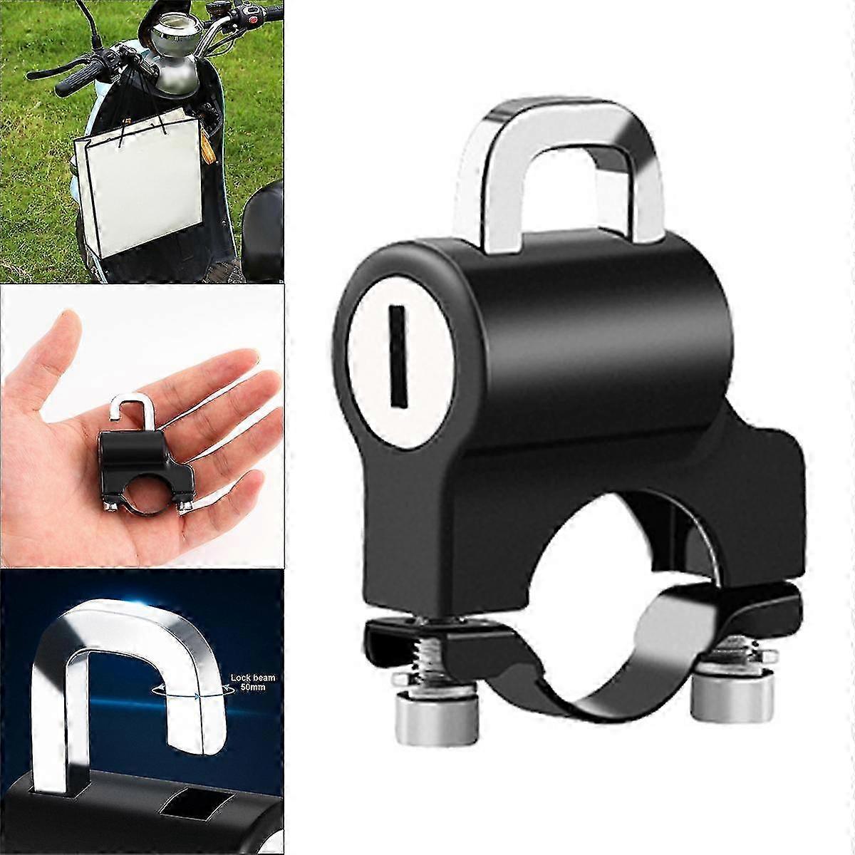 Universal Motorcycle and Bicycle Helmet Lock with Lightweight Handlebar Padlock
