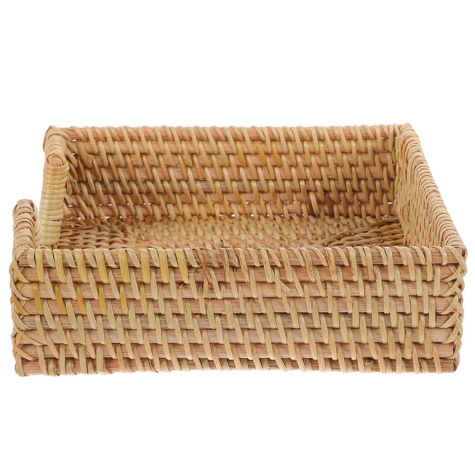 Wicker Towel Holder Rattan Napkin Organizer Home Users Light Brown 18.50X18.00X6.00cm Table Decoration 1Pack