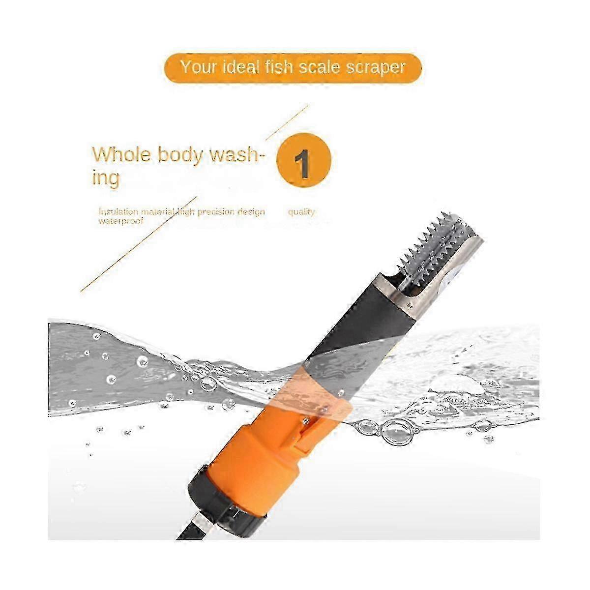 Electric Fish Scaler 6800 - Forward/Reverse Fish Scale Remover, Waterproof, Orange