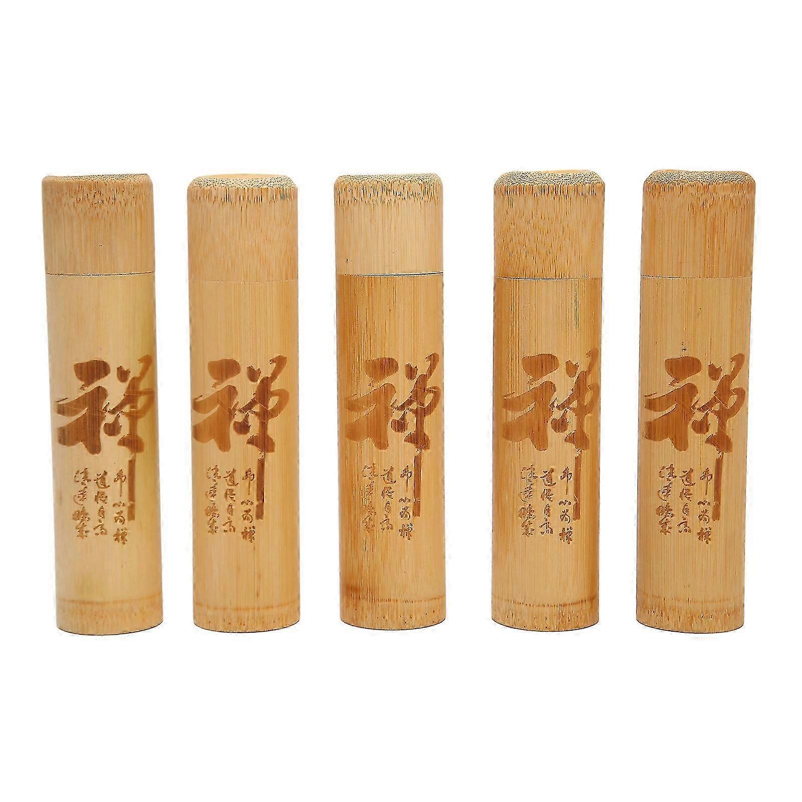 5個の彫刻が施された竹漏れ防止ポータブル灰散乱容器ペットと人間用