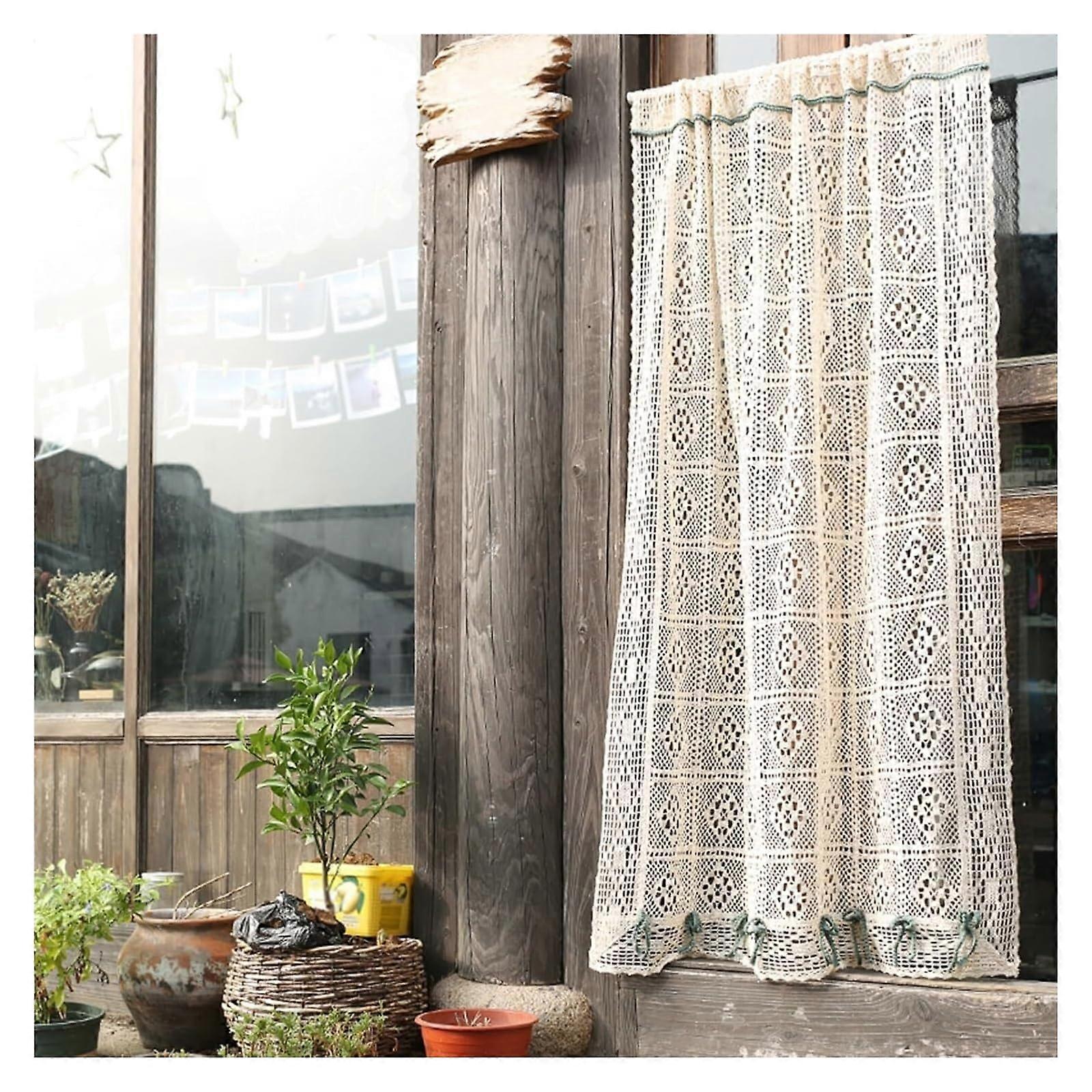Bohemian Curtains for Bedroom Windows, Short Curtain for Cafe Window (145x200cm)
