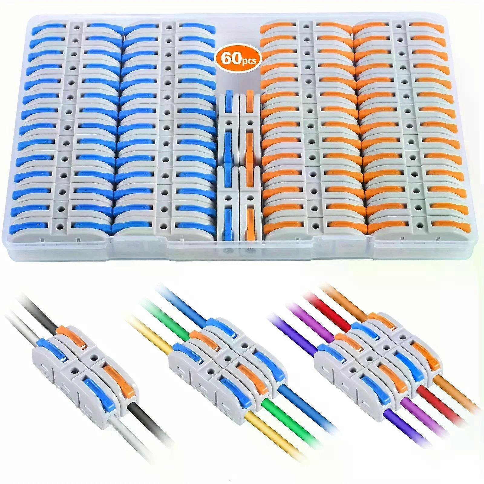 Lever Wire Connectors 10pcs/60pcs Inline Wire Connectors kit for Quick Connect Push in Compact Splicing Electrical Connectors