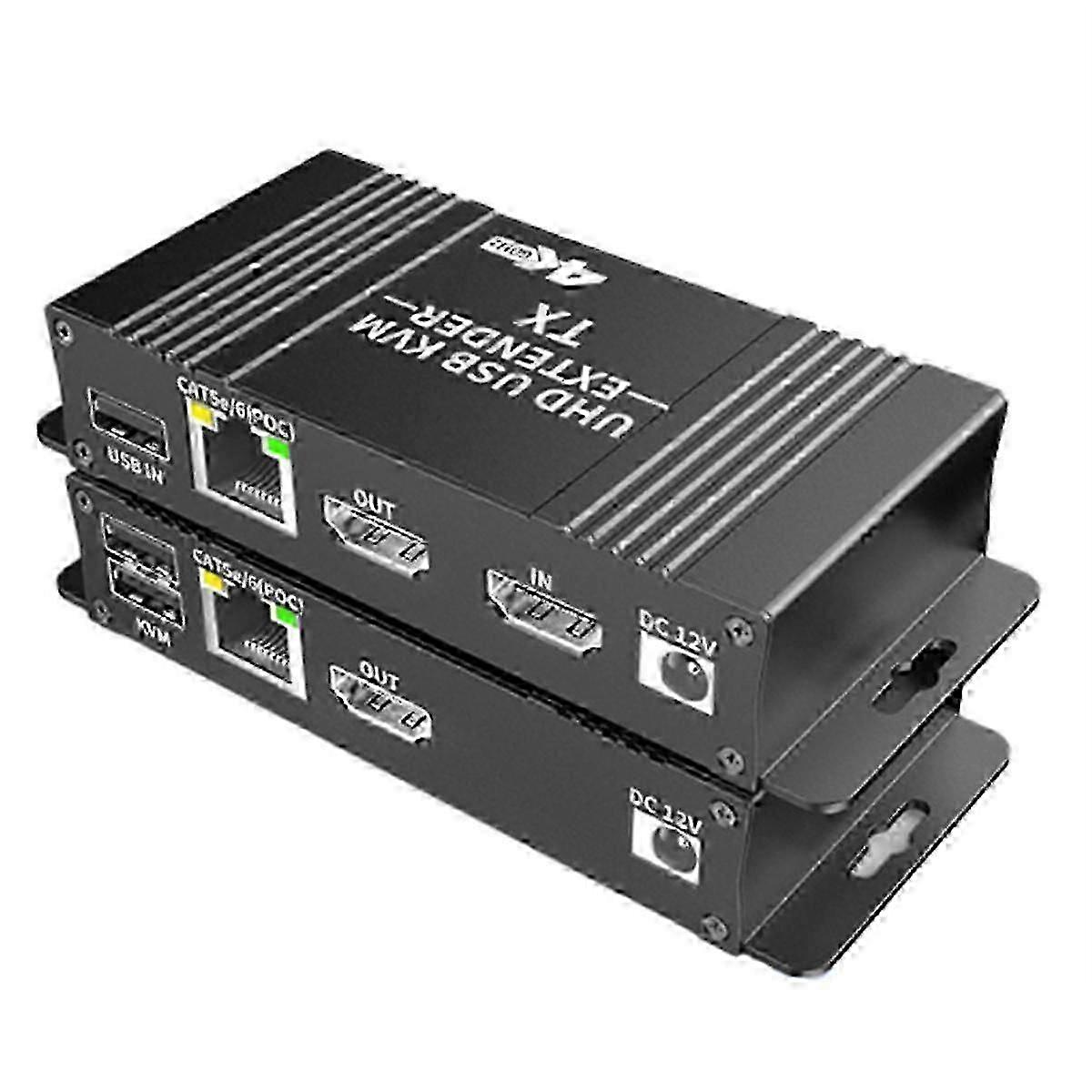 4K 60Hz -Kompatibilní KVM Extender přes IP Rj45 Cat6 USB Ethernet Extender 60m / 196FT pro NVR kameru M