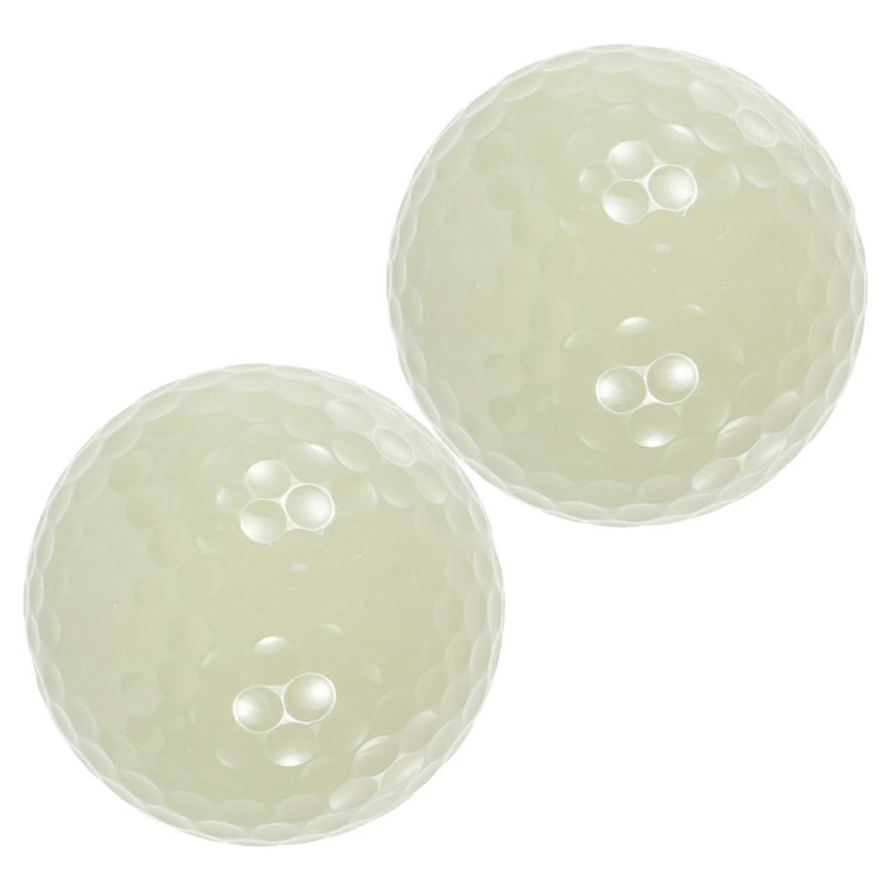 Glow-In-The-Dark Golf Balls - 2 Pack Fluorescent Reusable Training Balls - Beige Synthetic Rubber Golf Accessories