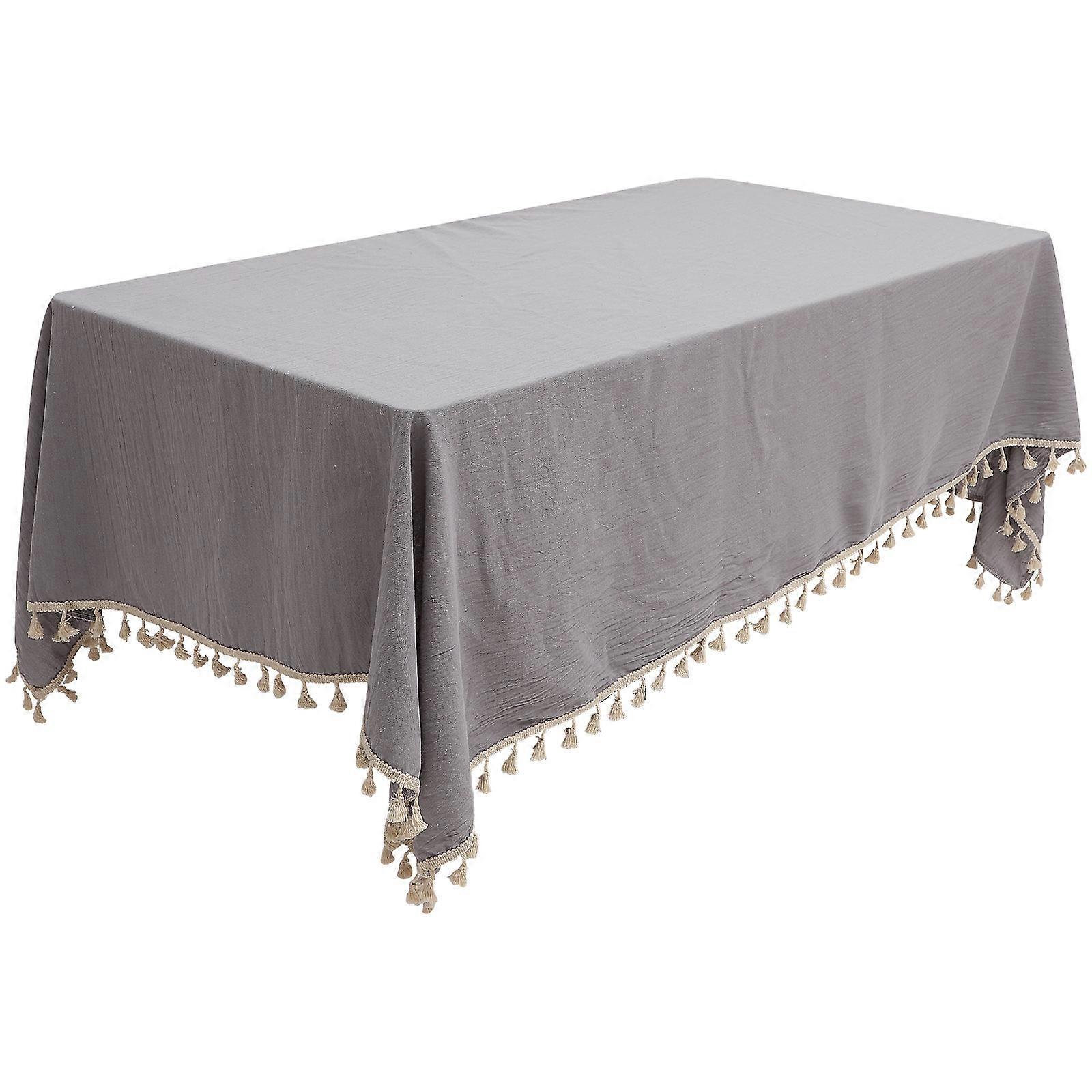 Fringed Elements Tablecloth Rectangular Minimalist Style Home Decor Cotton Fiber Reusable Everyday Use 1Pack