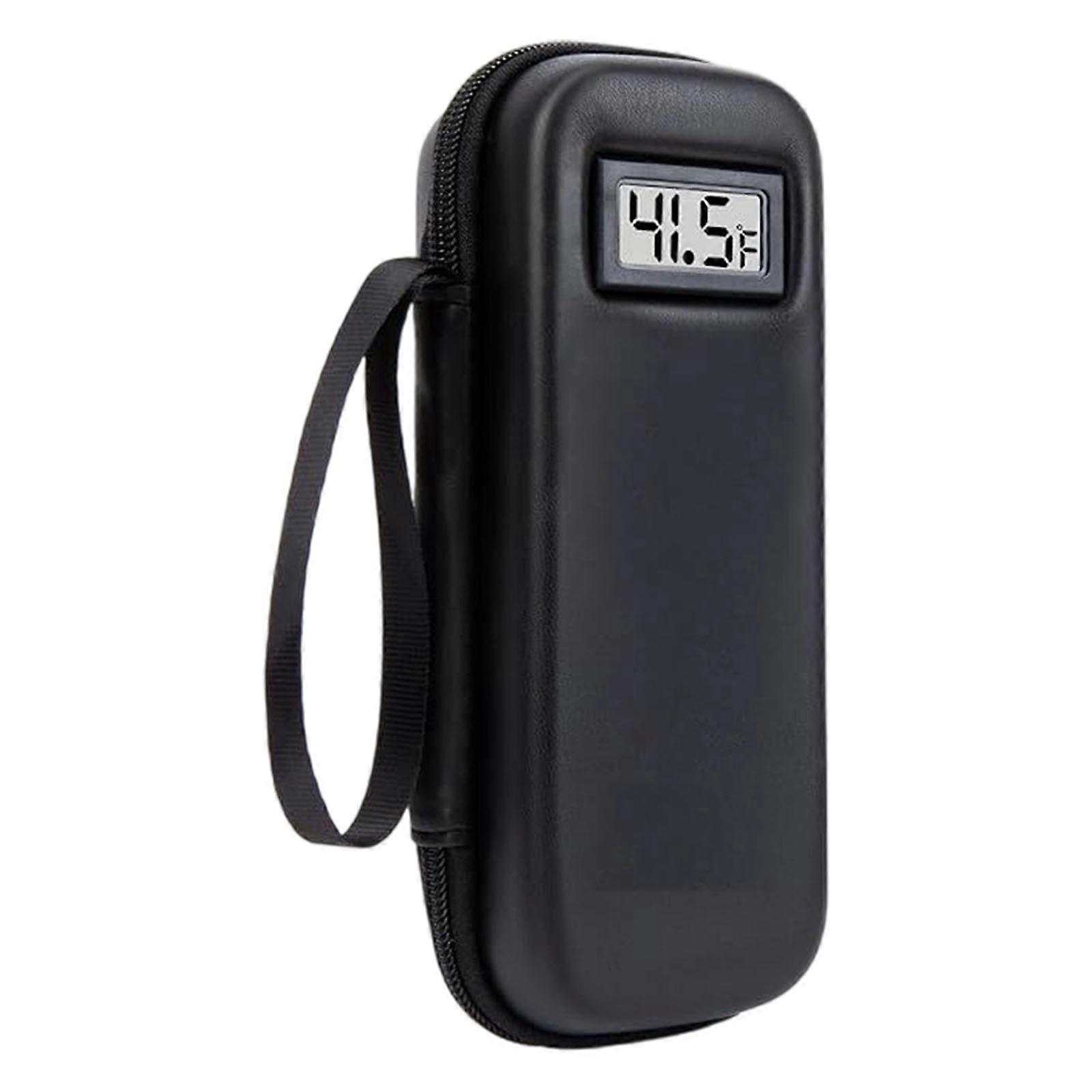 Multi Purpose Temperature Controlled Insulated Bag Digital Readout Large Capacity Storage Pouch with Thermometers  Black