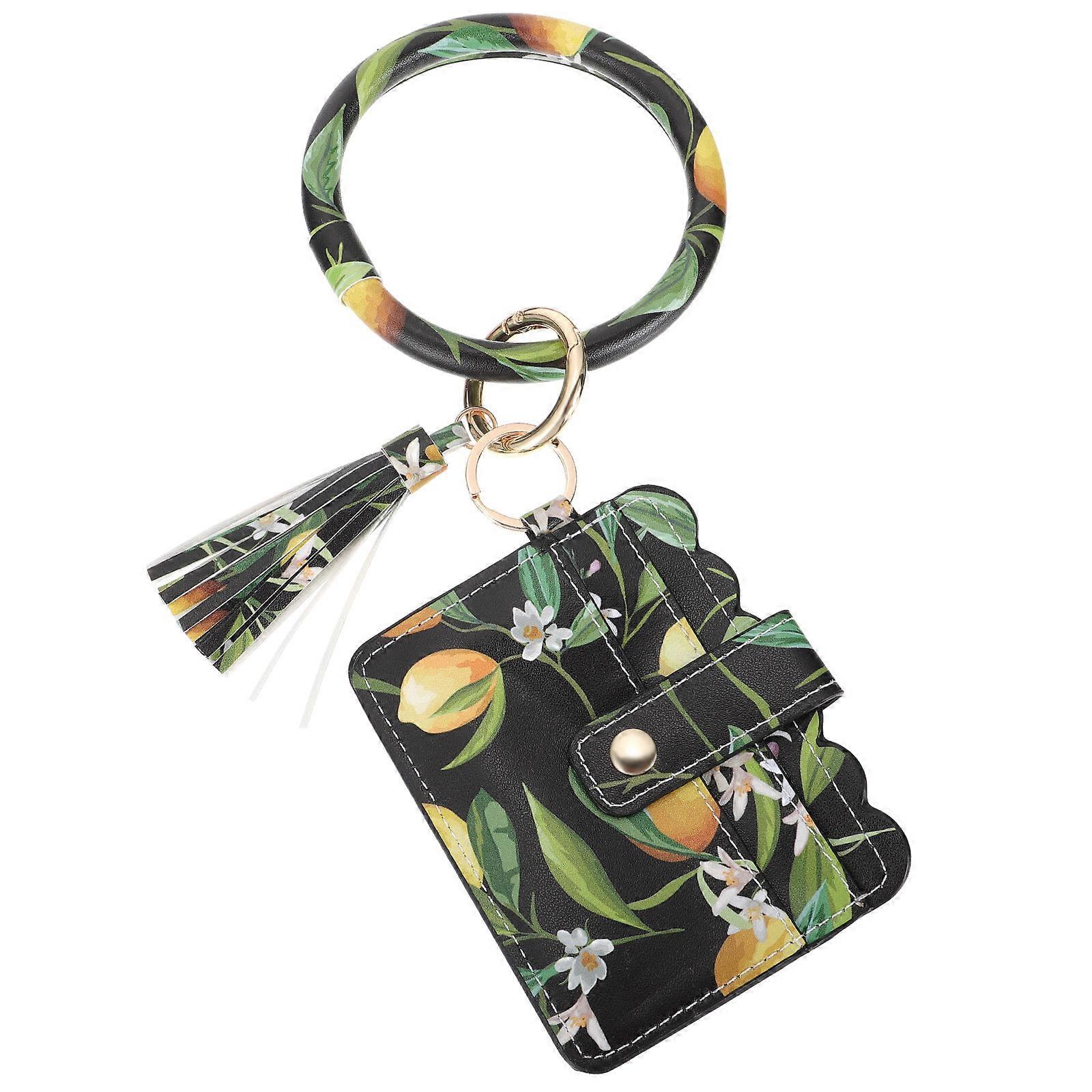 Key Chain Wristlet Bracelet Keychain Pocket Holder Tassel Keychain Everyday Use Black 24.5X10.5X1CM Easy to Maintain 1Pack