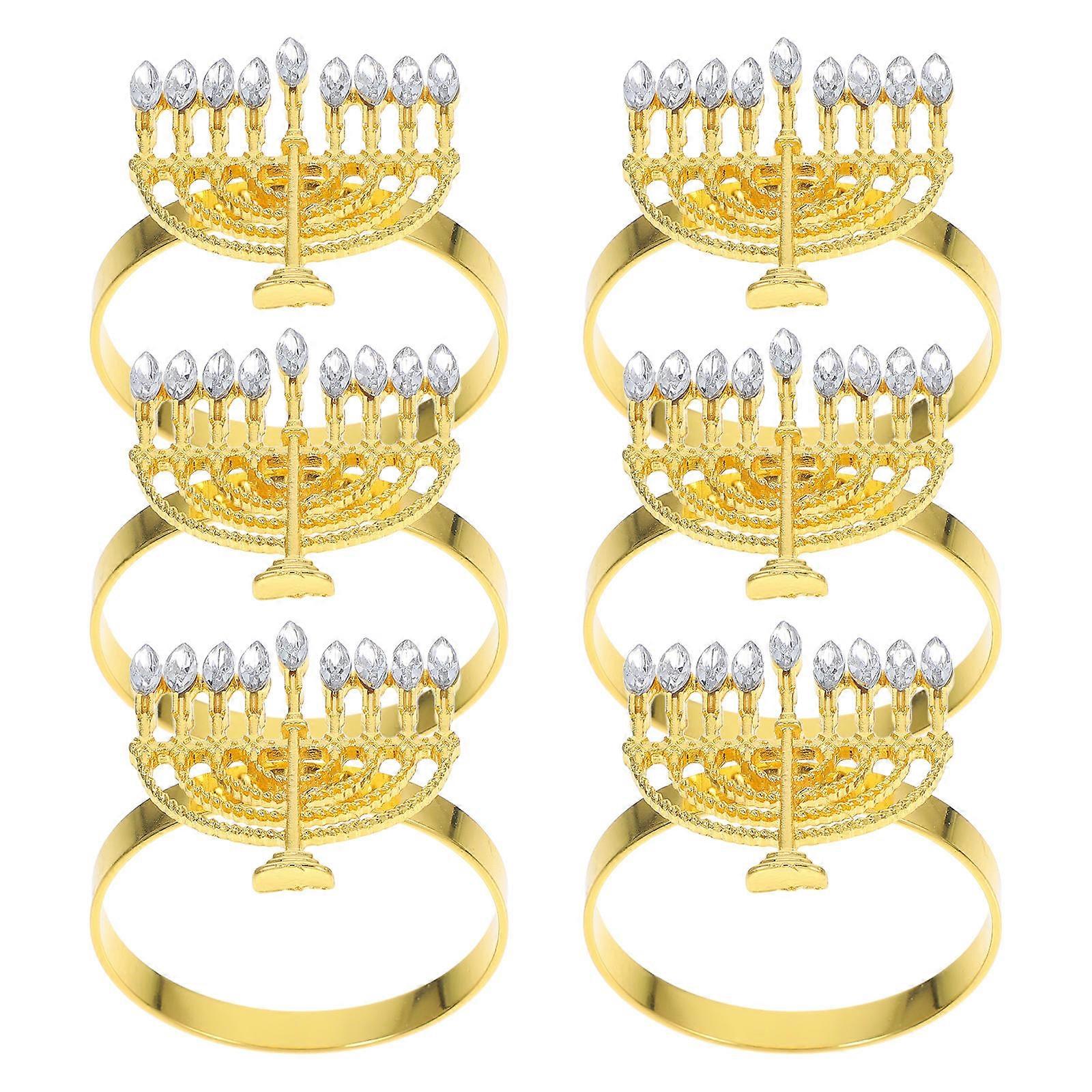 6pcs Elegant Alloy Napkin Rings for Hanukkah Table Decor, Formal Events & Casual Gatherings