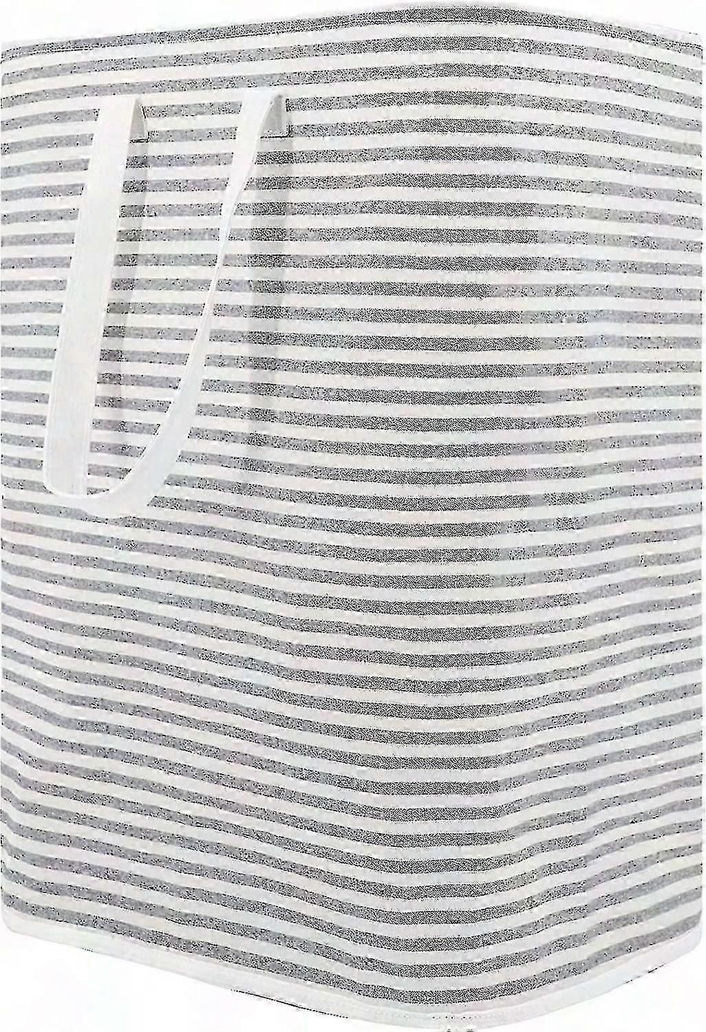 Large Waterproof Cube with Extended Handles, Collapsible Storage for Clothes & Toys, Freestanding Design (Grey Stripe)